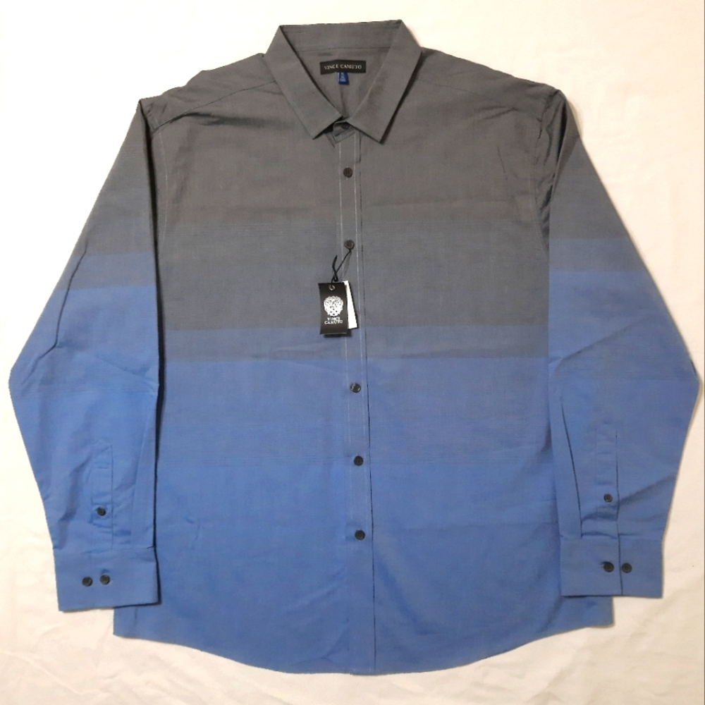 Vince Camuto Mens Blue Fade Button Up Dress Shirt Size XL NWT